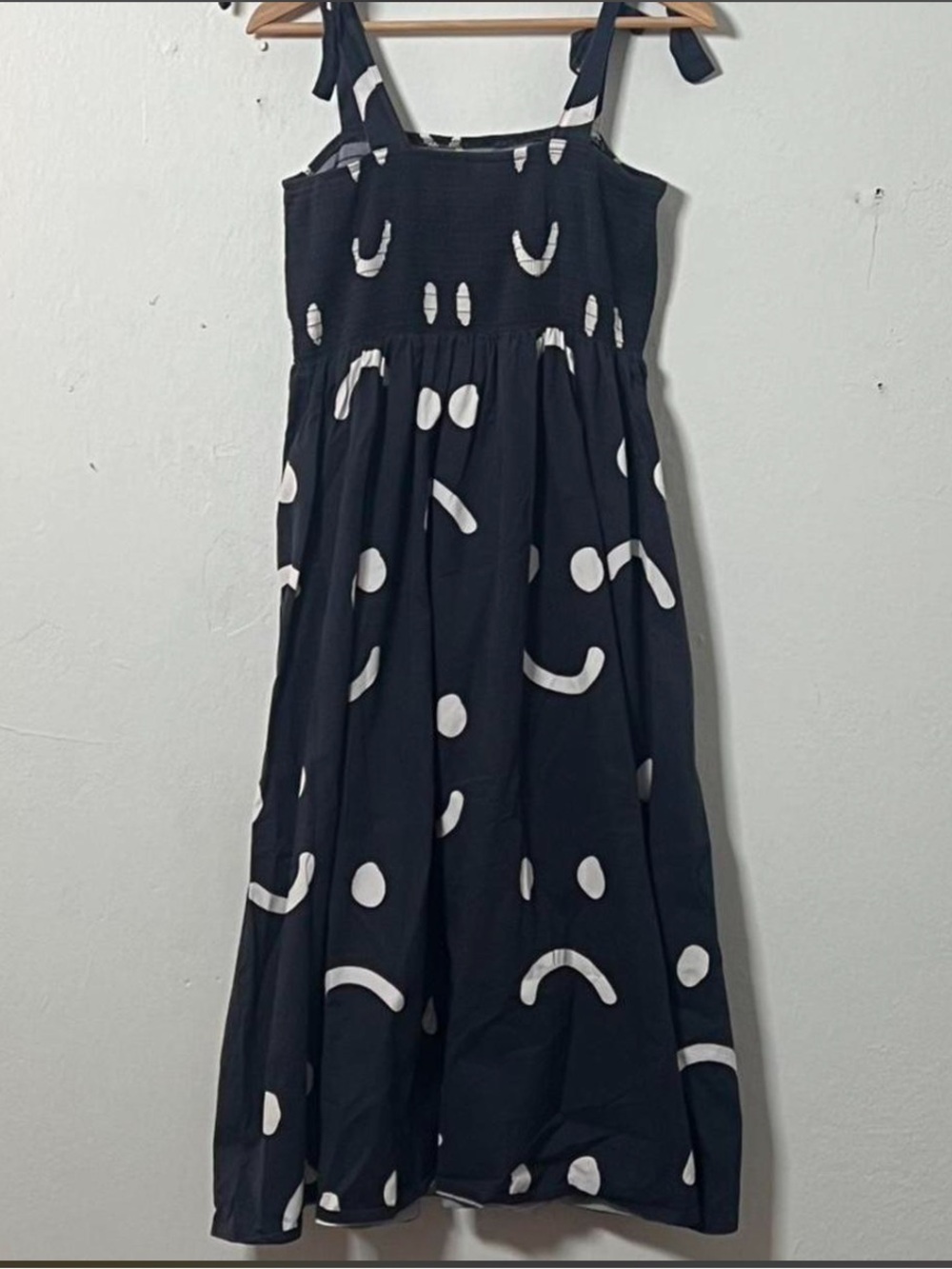 Lazy Oaf Happy Sad Shirred Bodice Midi Dress - UK 12/ US 8 - Picture 4 of 6